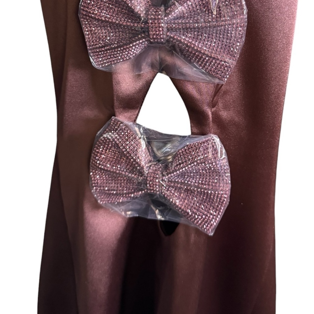 ASTR The Label Mauve Satin Bow Cutout Mini Dress Size S Modern Cocktail - Picture 10 of 10